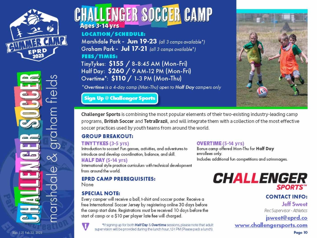 Challenger Soccer Camp Ages 3-14​