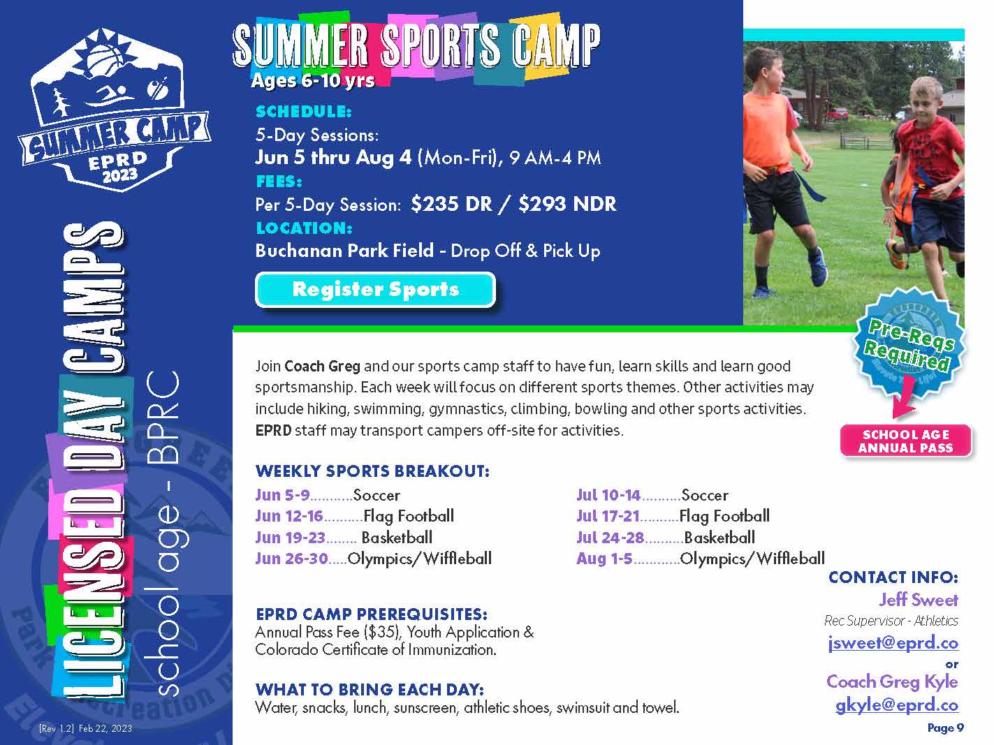 Summer Sports Camp Ages 6-10​
