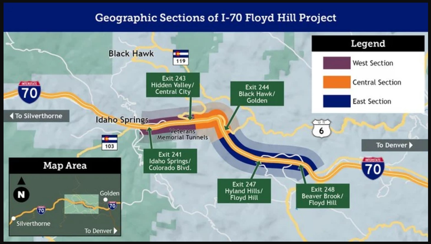 I 70 Floyd Hill Construction map